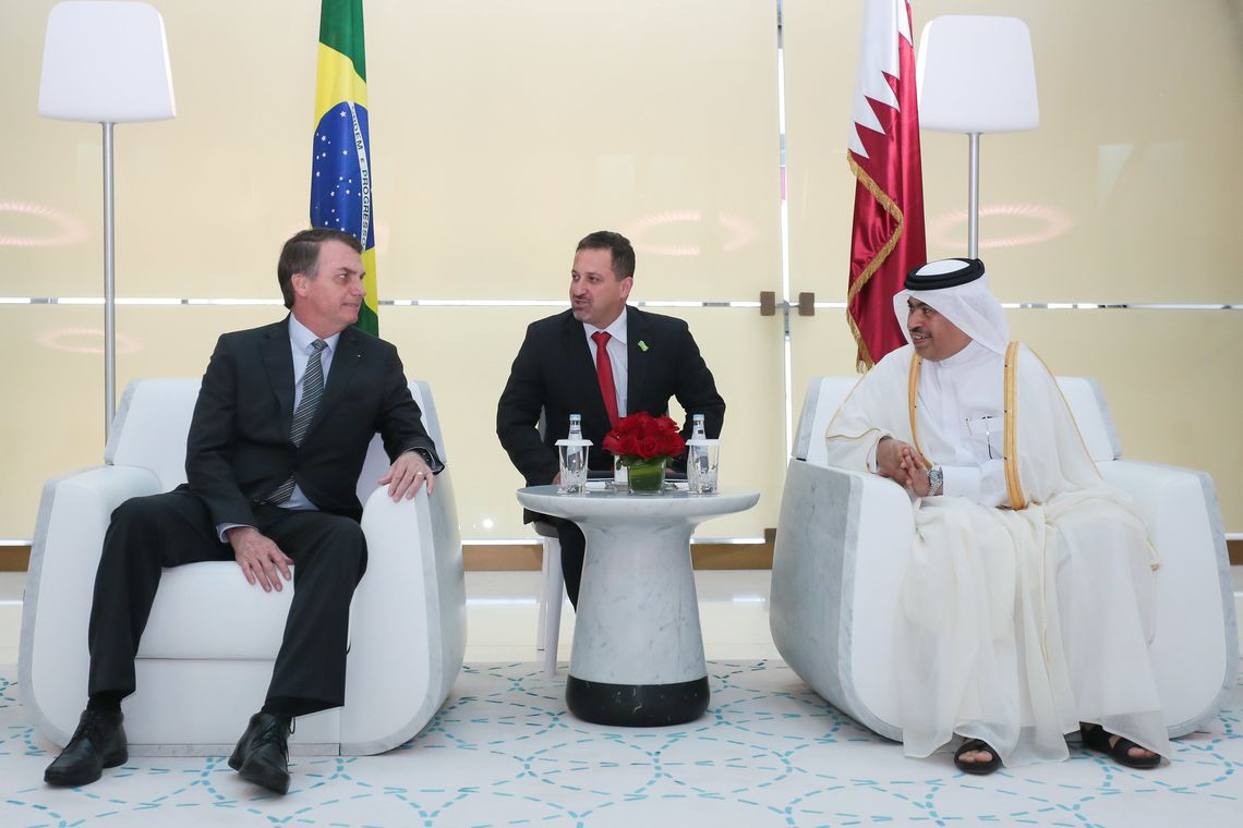 (Doha - Catar, 28/10/2019) Presidente da República, Jair Bolsonaro durante encontro com Presidente da Qatar Airways, Akbar Al Baker.nFoto: Valdenio Vieira/PR