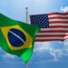 Flags from Brazil and the United States flying side by side for important talks.