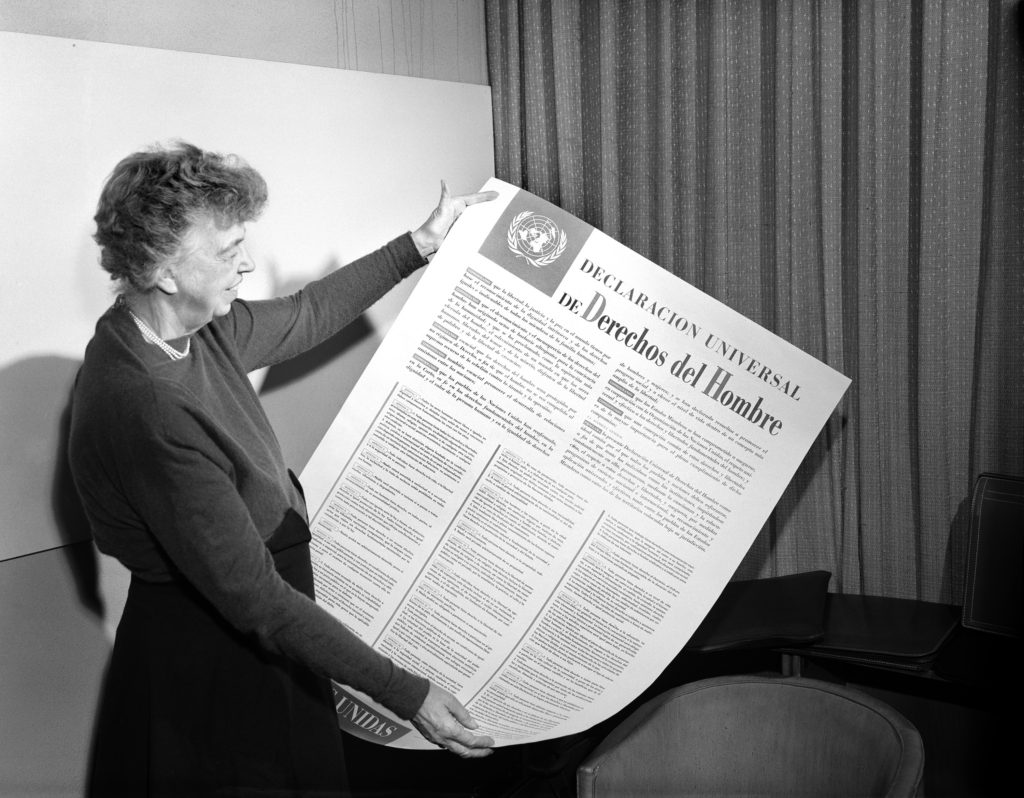 Eleanor Roosevelt (Estados Unidos) foi a primeira presidente da Comissão de Direitos Humanos, em 1949. Foto: ONU