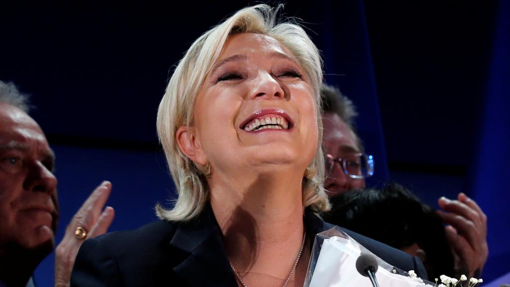 Marine Le Pen au soir du premier tour de la présidentielle, à Hénin-Beaumont, le 23 avril 2017.
REUTERS/Pascal Rossignol