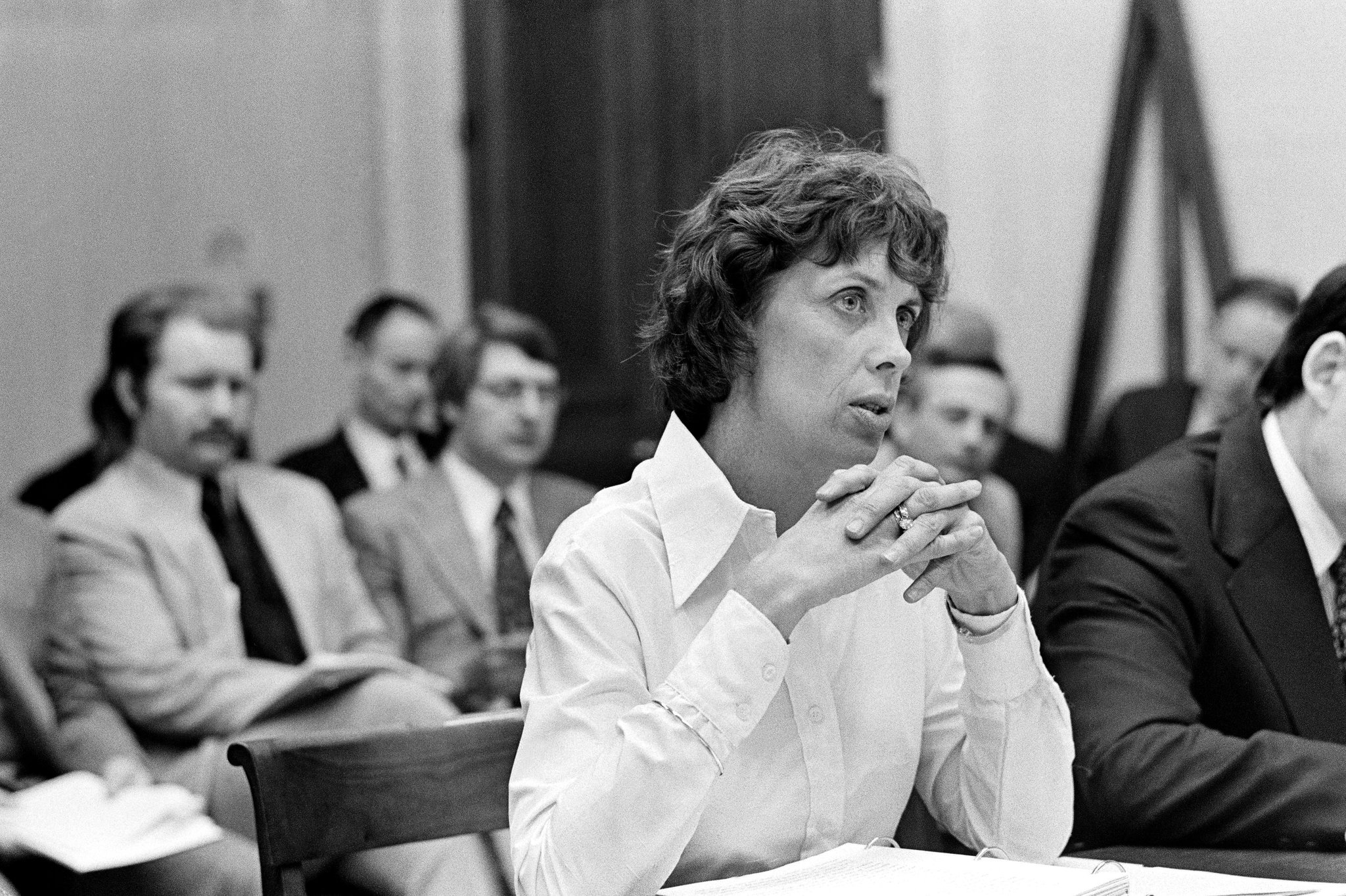 Patricia Derian, shown in 1977, served in the State Department during the Carter administration. Credit George Tames/The New York Times