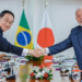 Durante visita do premiê ao Planalto, o governo brasileiro e o japonês assinaram uma série de memorandos, em áreas como comércio e segurança cibernética - (crédito: Ricardo Stuckert/PR)