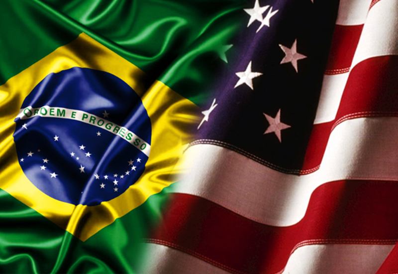 Bandeira dos estados unidos e do brasil