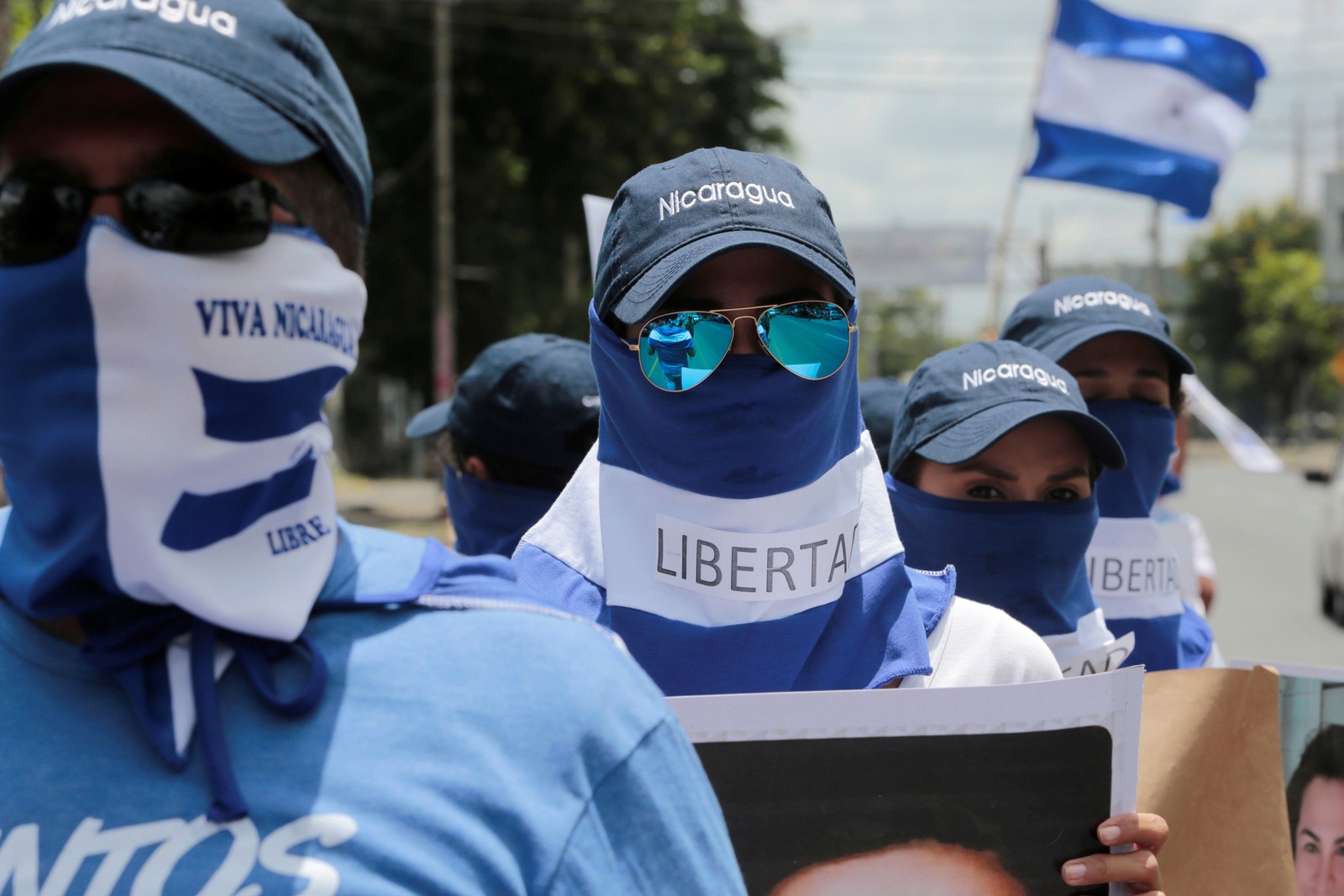 Manifestantes fazem protesto contra o presidente da Nicarágua, Daniel Ortega, em Manágua, em 2018 — Foto: Oswaldo Rivas/ Reuters