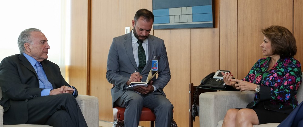 Laura Chinchilla durante encontro com o presidente Michel Temer, no Palácio do Planalto, em Brasília (Foto: Marcos Corrêa/Presidência da República)